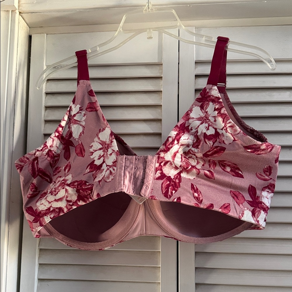 Cacique - Floral Full-Coverage Women's Bra in Rose Pink 42H - Picture 2 of 4